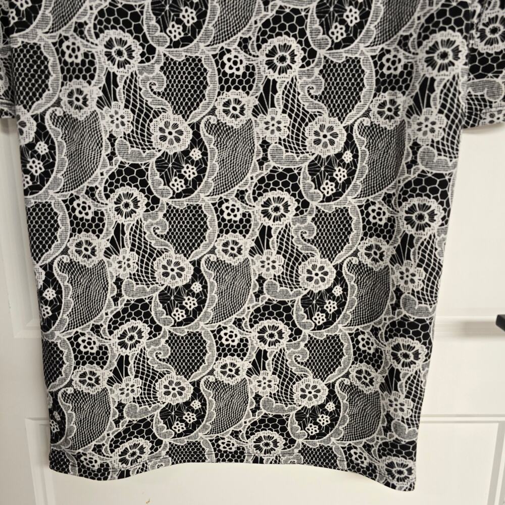 Women's Lularoe Black & White Floral Long Sleeve Midi Dress - Size Small - Picture 6 of 8